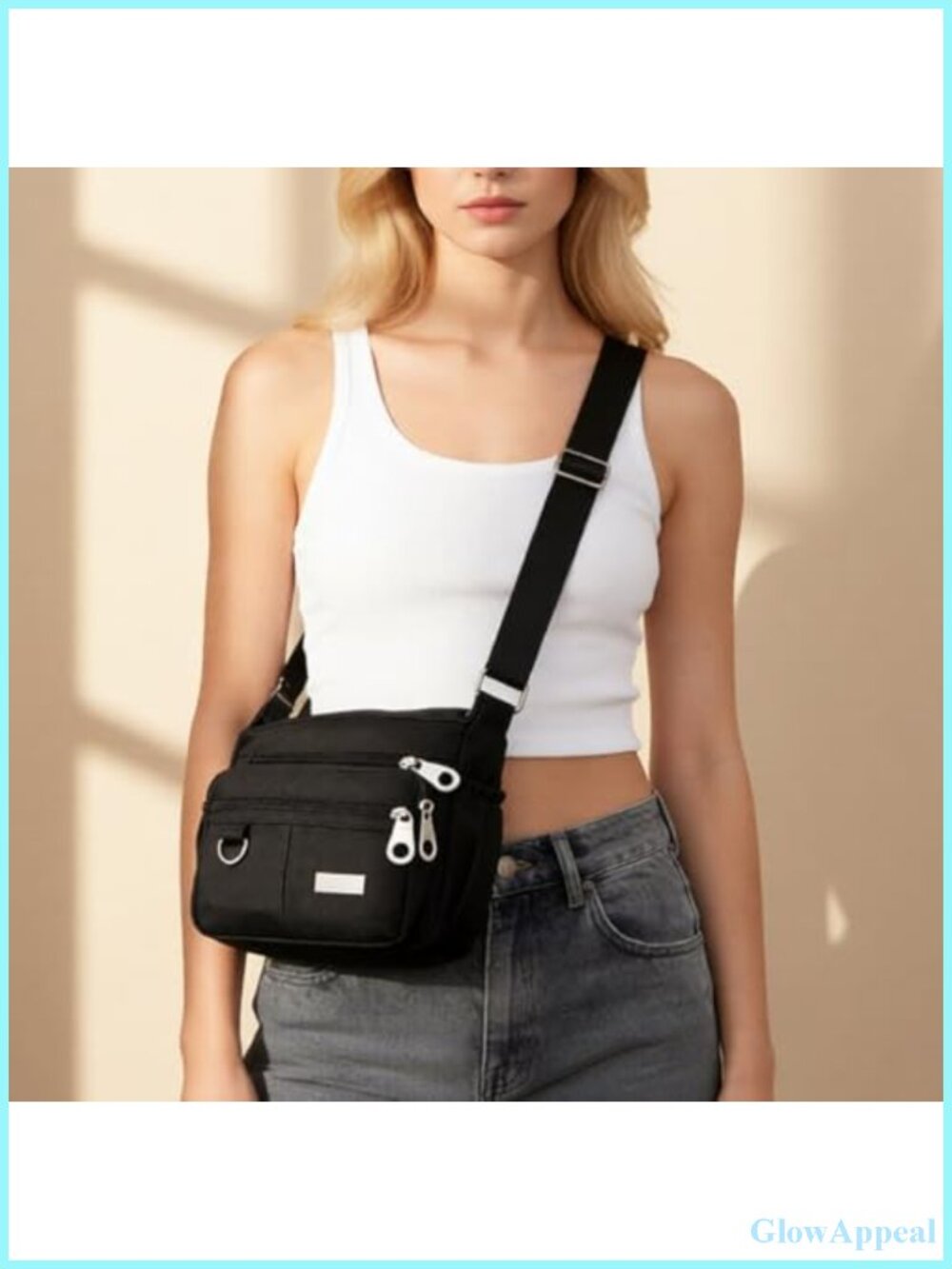Canvas Crossbody Messenger Bag Multi Pocket Work Travel